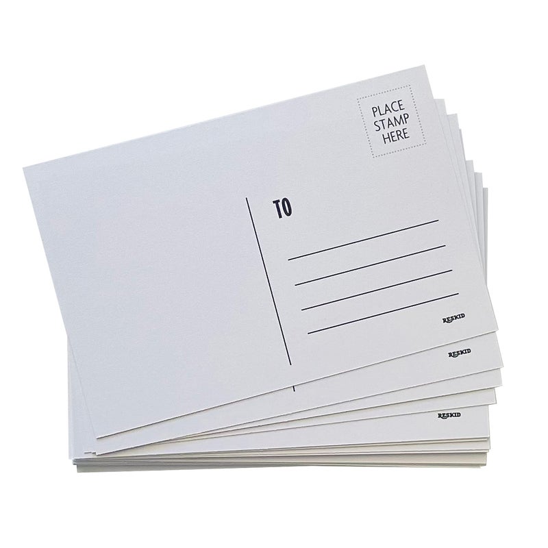 Reskid Blank Postcards for Mailing. 100 White 4x6 Blank Post Cards  Blank Mailable Postcards Set. 14pt Postcard Paper Cardstock  Bulk Post Card Pack. - Image 1